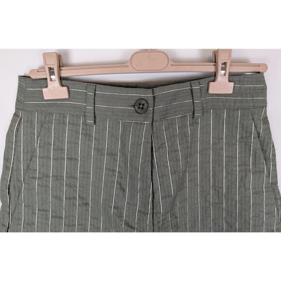 OZAI N KU Striped Wide Leg Bermuda Shorts M Olive Green M - Picture 4 of 14